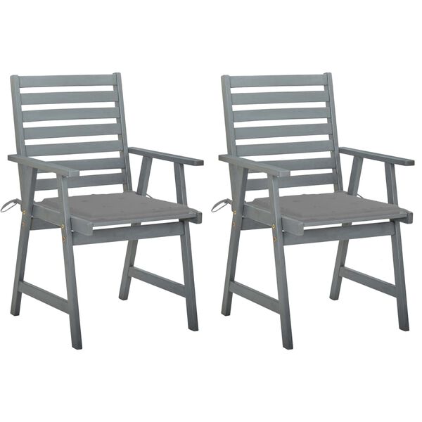 vidaXL Chaises &agrave; manger d'ext&eacute;rieur lot de 2 et coussins Acacia massif