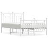 vidaXL Cadre de lit m&eacute;tal sans matelas et pied de lit blanc 120x190 cm