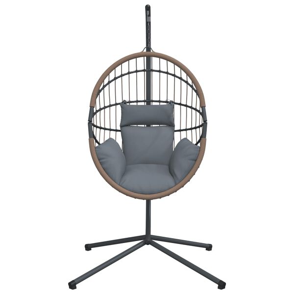 vidaXL Chaise suspendue forme d'&oelig;uf et support gris clair rotin acier