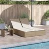 vidaXL Chaise longue double avec coussins beige r&eacute;sine tress&eacute;e