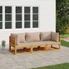 vidaXL Salon de jardin 3 pcs avec coussins taupe bois massif