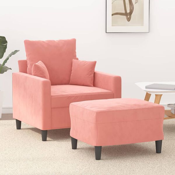 vidaXL Fauteuil avec repose-pied Rose 60 cm Velours