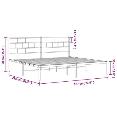 vidaXL Cadre de lit métal sans matelas avec tête de lit noir 183x213cm