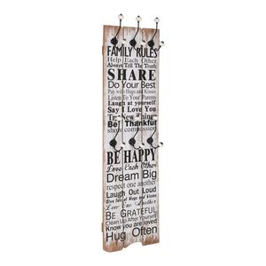 vidaXL Porte-manteau mural avec 6 crochets 120 x 40 cm FAMILY RULES