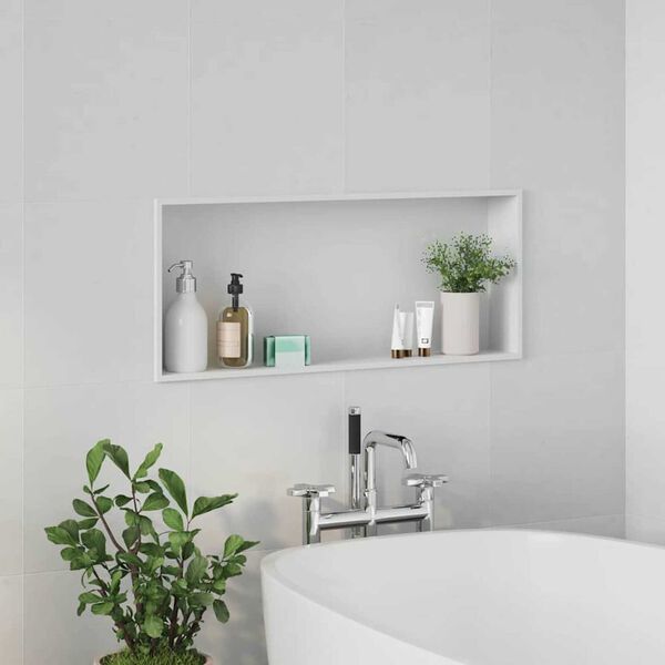 vidaXL Niche de Douche Blanc 75 x 30 x 9,5 cm Acier inoxydable