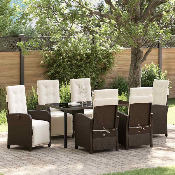 vidaXL Ensemble de salle &agrave; manger pour jardin 7 pcs Marron polyrotin