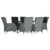 vidaXL Ensemble &agrave; manger de jardin 7 pcs Gris clair R&eacute;sine tress&eacute;e