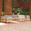 vidaXL Salon de jardin 9 pcs avec coussins gris bois de pin massif