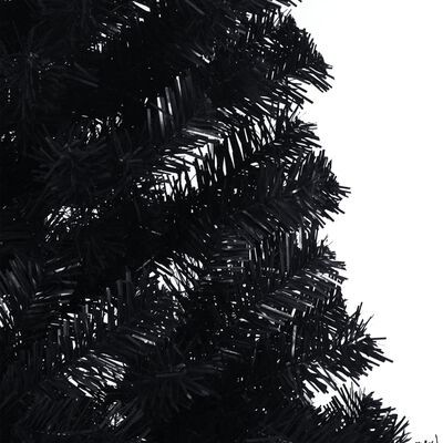 vidaXL Demi sapin de Noël artificiel avec support Noir 210 cm PVC