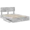 vidaXL Lit de Rangement Gris b&eacute;ton 140 x 190 cm Bois d'ing&eacute;nierie