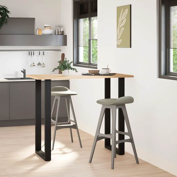 vidaXL Pieds de table de bar en U, 2 pi&egrave;ces, noir, 60 x (110-111) cm, acier