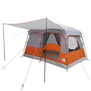 vidaXL Tente familiale 8 personne Gris et orange Polyester