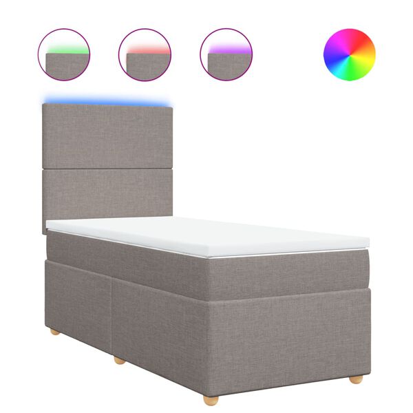 vidaXL Sommier &agrave; lattes de lit avec matelas Taupe 90x200 cm Tissu