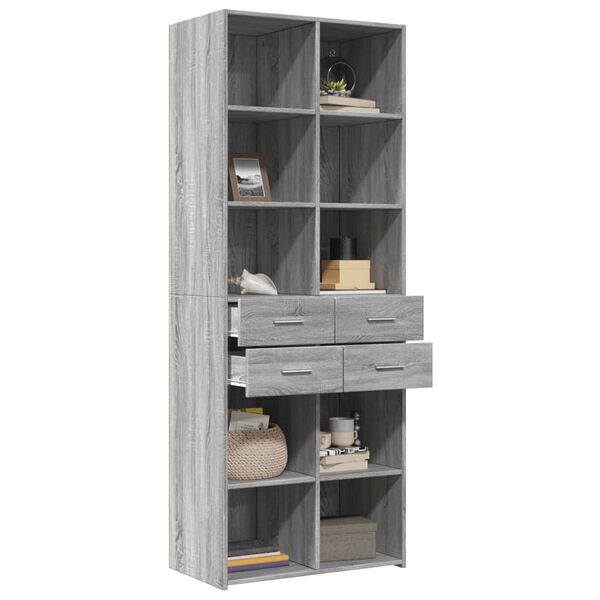 vidaXL Buffet haut sonoma gris 70x42,5x185 cm bois d'ing&eacute;nierie