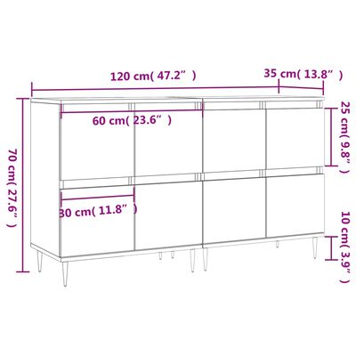 vidaXL Buffets 2 pcs chêne sonoma bois d'ingénierie