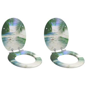 vidaXL Si&egrave;ge de toilette &agrave; fermeture douce 2 pcs Vert 44 x 38 cm