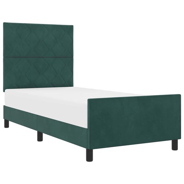 vidaXL Lit &agrave; ressorts avec t&ecirc;te de lit Vert fonc&eacute; 90 x 200 cm Velours