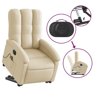 vidaXL Fauteuil inclinable de massage électrique Crème Tissu