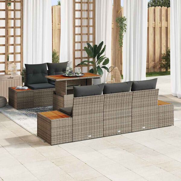 vidaXL Ensemble de salle à manger pour jardin 6 pcs Gris et marron