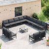 vidaXL Ensemble de canap&eacute; de jardin avec coussin 14 pcs Noir Acier