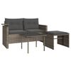 vidaXL Salon de jardin avec coussins 3 pcs gris r&eacute;sine tress&eacute;e
