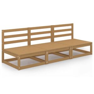 vidaXL Canap&eacute; &agrave; 3 places de jardin Marron miel Bois de pin solide