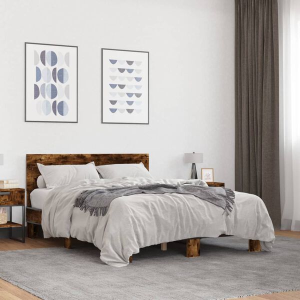 vidaXL Cadre de lit sans matelas ch&ecirc;ne fum&eacute; 120x200 cm