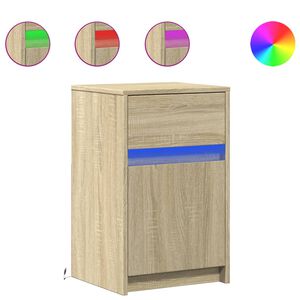 vidaXL Armoire de chevet avec lumi&egrave;res LED ch&ecirc;ne sonoma
