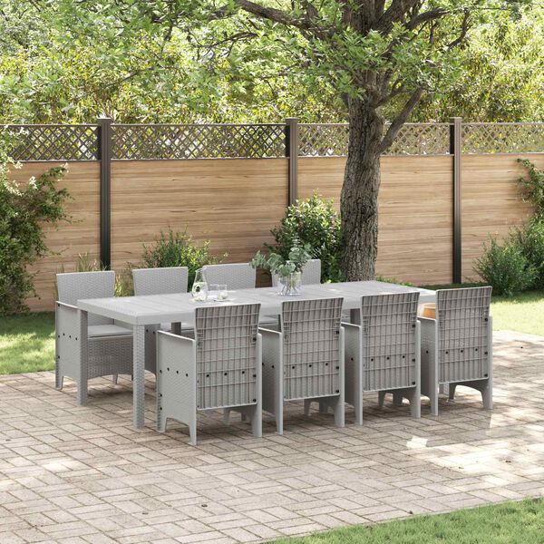 vidaXL Ensemble de salle &agrave; manger pour jardin 9 pcs Gris clair