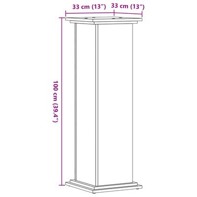 vidaXL Support pour plantes gris béton 33x33x100 cm bois d'ingénierie