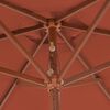vidaXL Parasol d'ext&eacute;rieur avec m&acirc;t en bois 270 cm Terre cuite