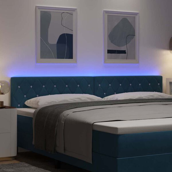 vidaXL T&ecirc;te de lit LED avec t&ecirc;te de lit Bleu fonc&eacute; 200 cm Polyester