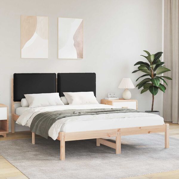 vidaXL Cadre de lit avec t&ecirc;te de lit rembourr&eacute;e Noir 150 x 200 cm