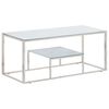 vidaXL Table basse argent&eacute; acier inoxydable et verre tremp&eacute;