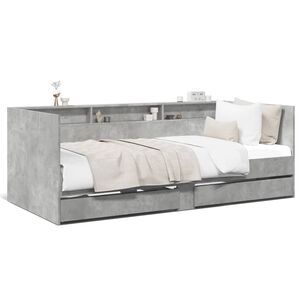 vidaXL Lit de jour avec tiroirs sans matelas gris b&eacute;ton 100x200 cm
