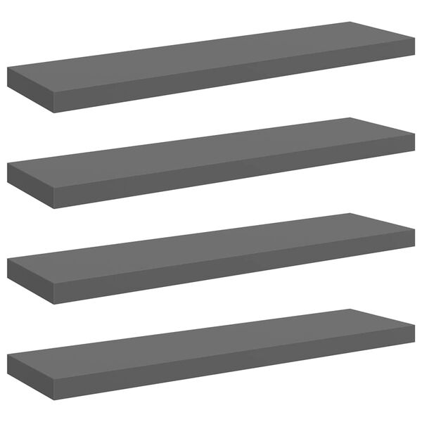 vidaXL &Eacute;tag&egrave;re murale flottante 4 pcs Gris brillant 90x23,5x3,8 cm MDF