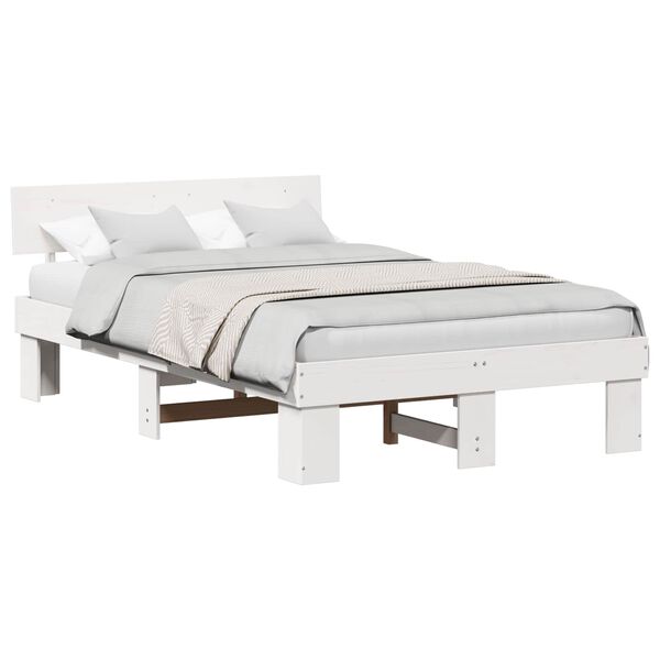 vidaXL Cadre de lit avec t&ecirc;te de lit Blanc 140 x 190 cm Pin massif