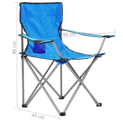 vidaXL Table et chaises de camping 3 pcs Bleu