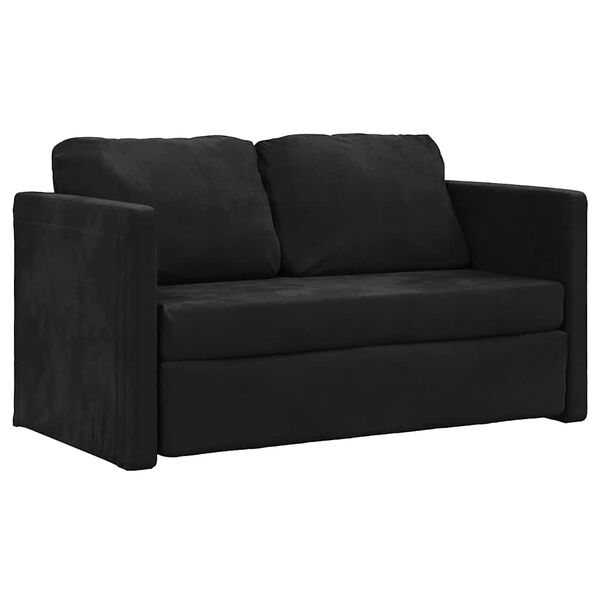 vidaXL Canap&eacute;-lit 2 en 1 noir 122x204x55 cm velours