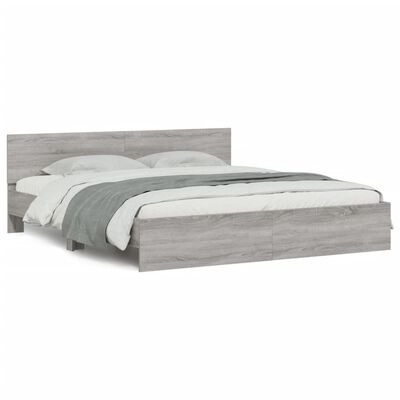 vidaXL Cadre de lit sans matelas sonoma gris 200x200 cm