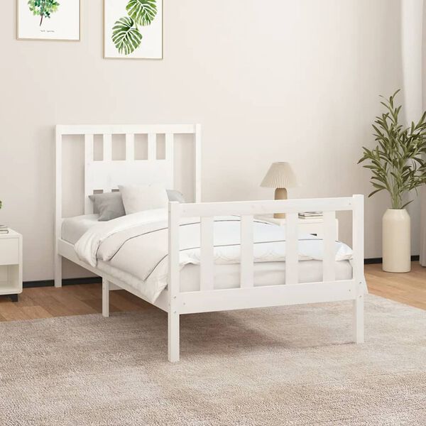 vidaXL Cadre de lit sans matelas blanc bois de pin massif 100x200 cm