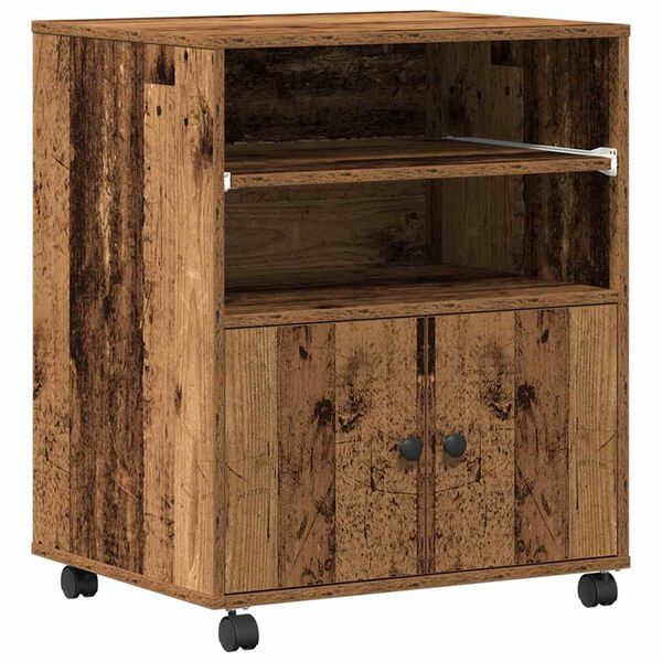 vidaXL Support d'imprimante avec stockage Bois ancien 60 x 48 x 74 cm