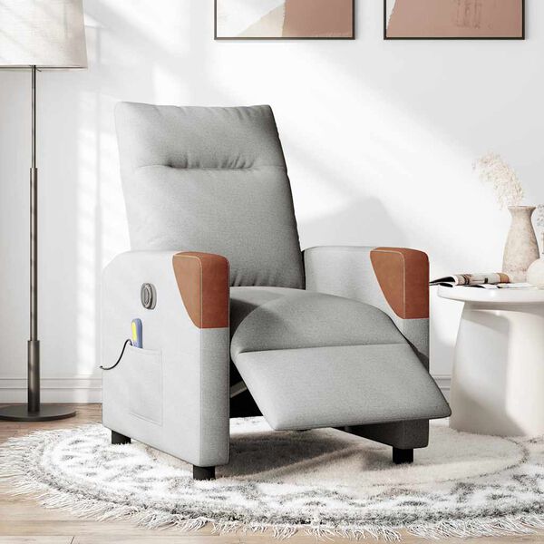 vidaXL Fauteuil de massage inclinable &eacute;lectrique gris nuage tissu