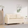 vidaXL Canap&eacute; 2 places avec oreillers beige 120 cm tissu microfibre