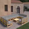 vidaXL Salon de jardin 13 pcs avec coussins Bois de pin massif