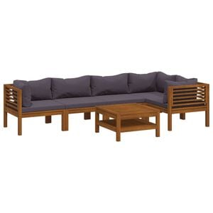 vidaXL Salon de jardin 6 pcs avec coussin Bois d'acacia solide