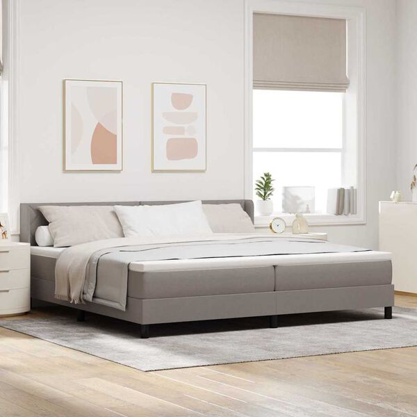 vidaXL Lit &agrave; ressorts avec matelas Taupe 200 x 200 cm Polyester