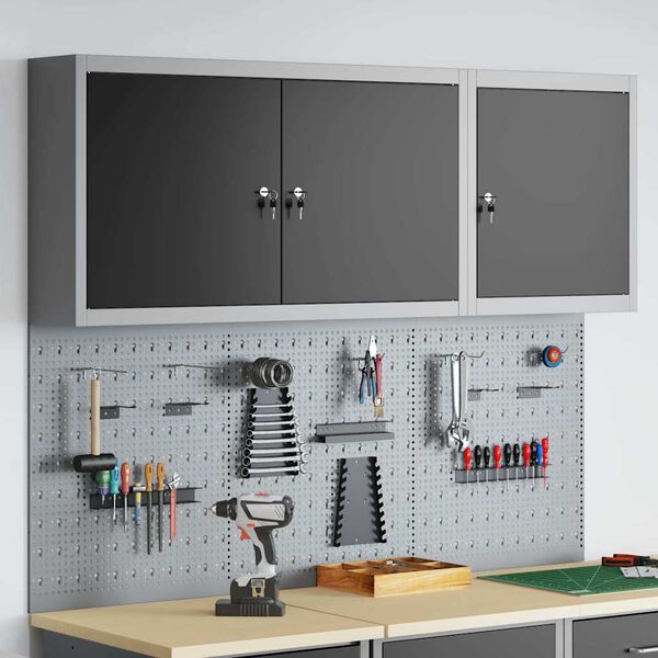 vidaXL Ensemble d'armoires &agrave; outils 5 pcs Noir Acier enduit de poudre