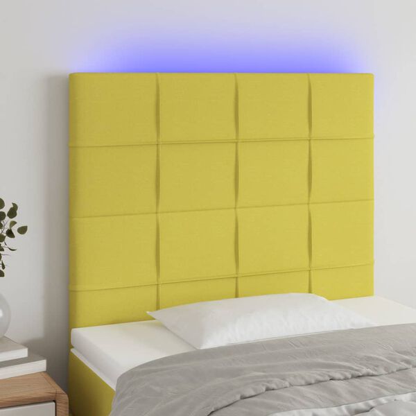 vidaXL T&ecirc;te de lit &agrave; LED Vert 80x5x118/128 cm Tissu