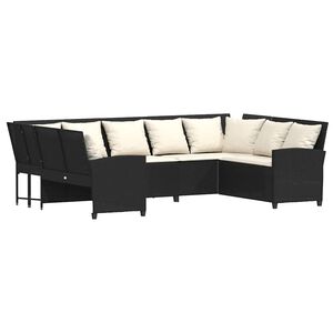 vidaXL Canap&eacute; de jardin avec coussins Noir R&eacute;sine tress&eacute;e